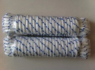 China Wht/Blue Tracer Diamond Braided Poly Rope supplier