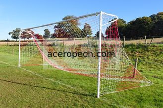 China Striped Soccer Goal Net-Knotted Polyethylene-square  120mm mesh supplier